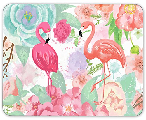 Bright Colors Watercolor Flamingo and Flowers