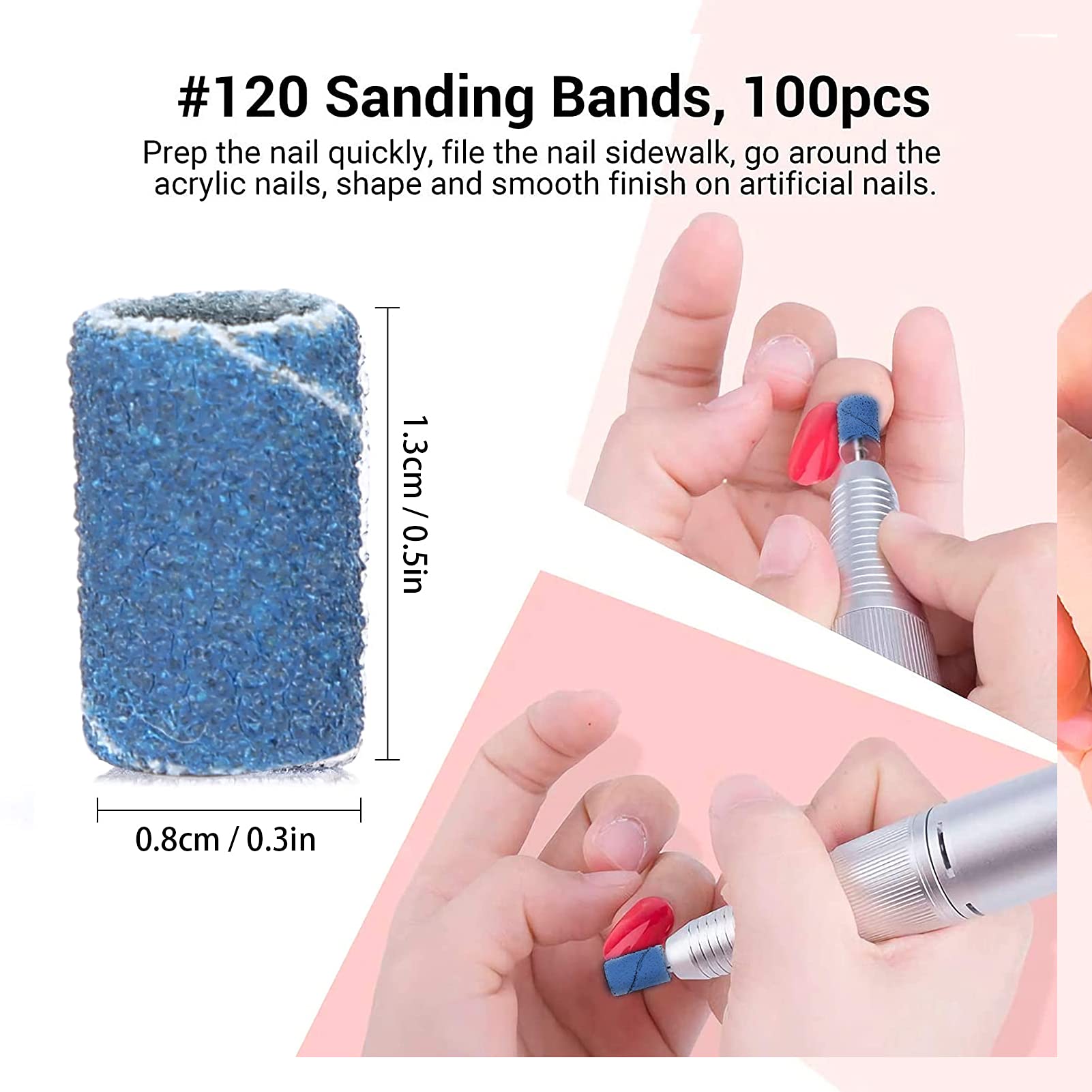 Ubersweet® 400pcs Professional Nail Art Sanding Bands - Natural Sand Paper for Manicure & Pedicure Tools | Perfect for Salon, Home Nail Care & DIY Nail Designs