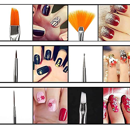 Belicia 20-Piece Nail Art Pen Set - 5 Dual-End Dotting Tools + 15 Professional Nail Painting Brushes for UV Gel, DIY Nail Art Design, Manicure & Polish Application - Perfect for Salon Professionals & Home Nail Enthusiasts