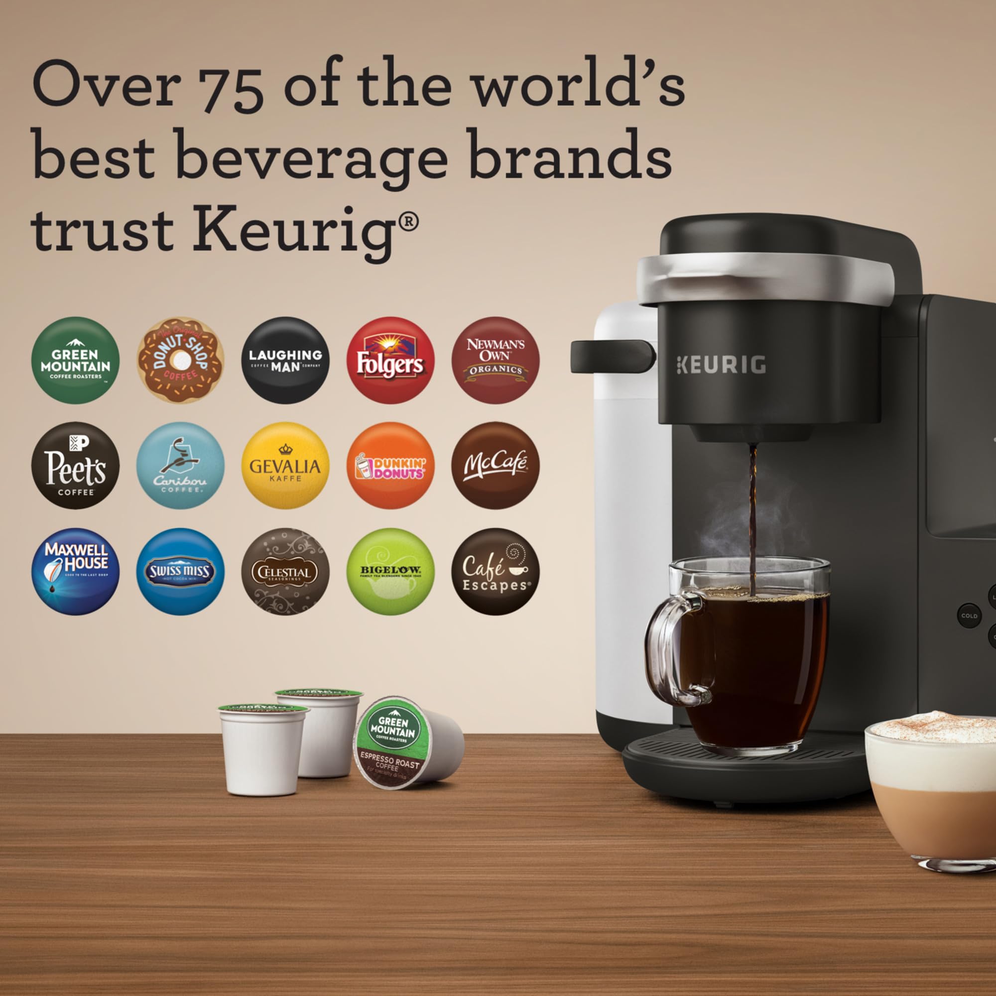 Keurig K-Cafe Single Serve Coffee Maker with Latte & Cappuccino Function - Includes 32 K-Cup Pods (Dark Charcoal) - Perfect for Home, Office & Small Spaces