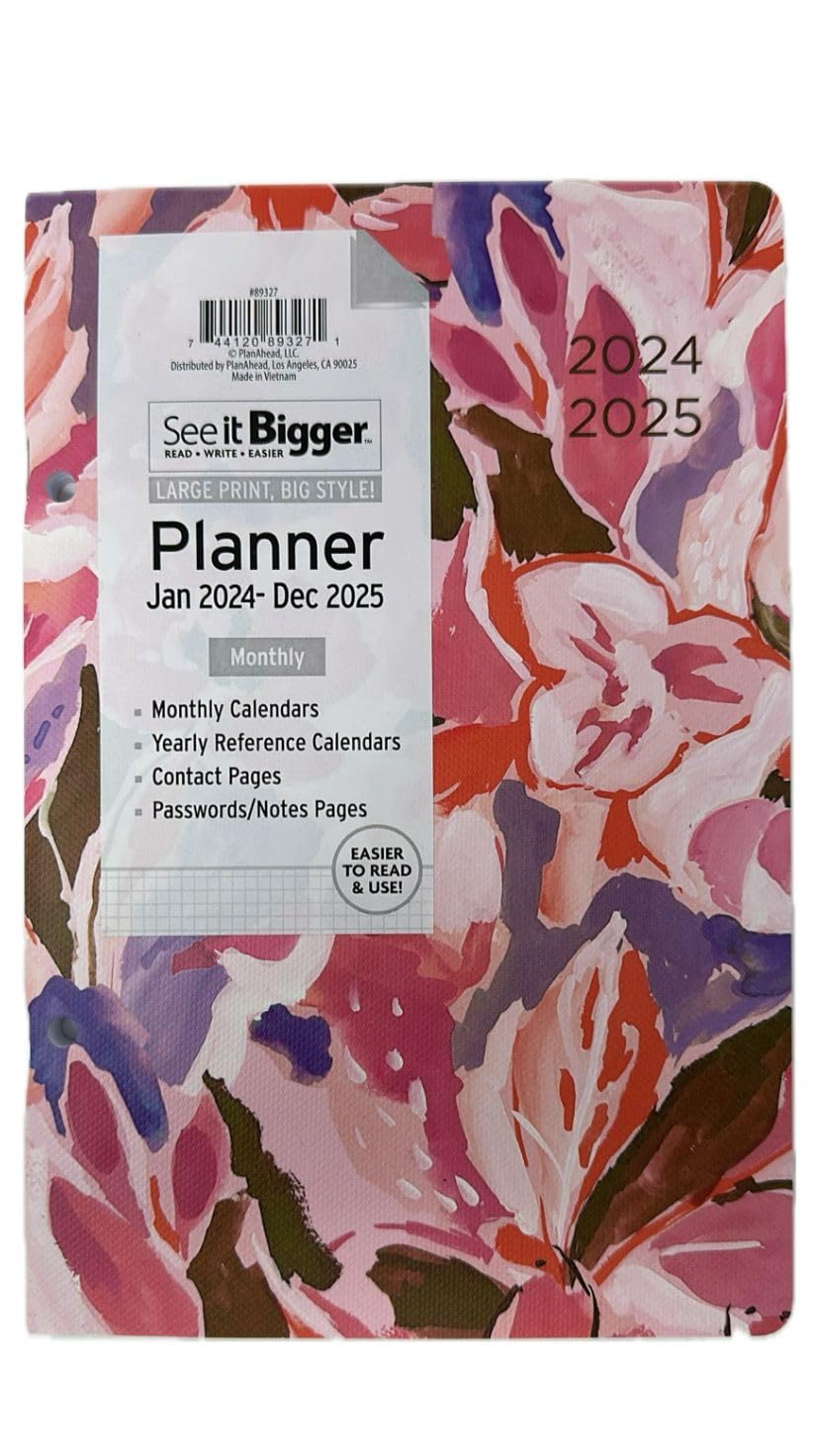 PlanAhead 2-Year Monthly Planner 2024-2025 - Floral Design 6x9 Inch Medium Planner for Home & Office - Perfect for Scheduling, Goal Tracking & Productivity (January 2024 - December 2025)