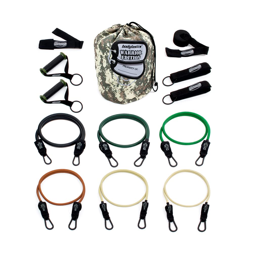 Bodylastics Warrior Resistance Band Set - Heavy-Duty Exercise Bands with Snap Reduction Tech, Handles, Ankle Straps & Door Anchor - Portable Home & Gym Workout Equipment for Strength Training, Yoga & Physical Therapy