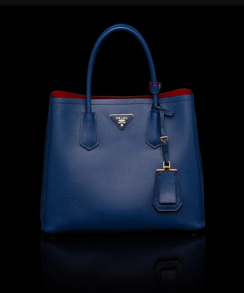 Prada Double Medium Shoulder Bag in Blue | Luxury Designer Handbag for Women | Perfect for Work, Travel & Everyday Use