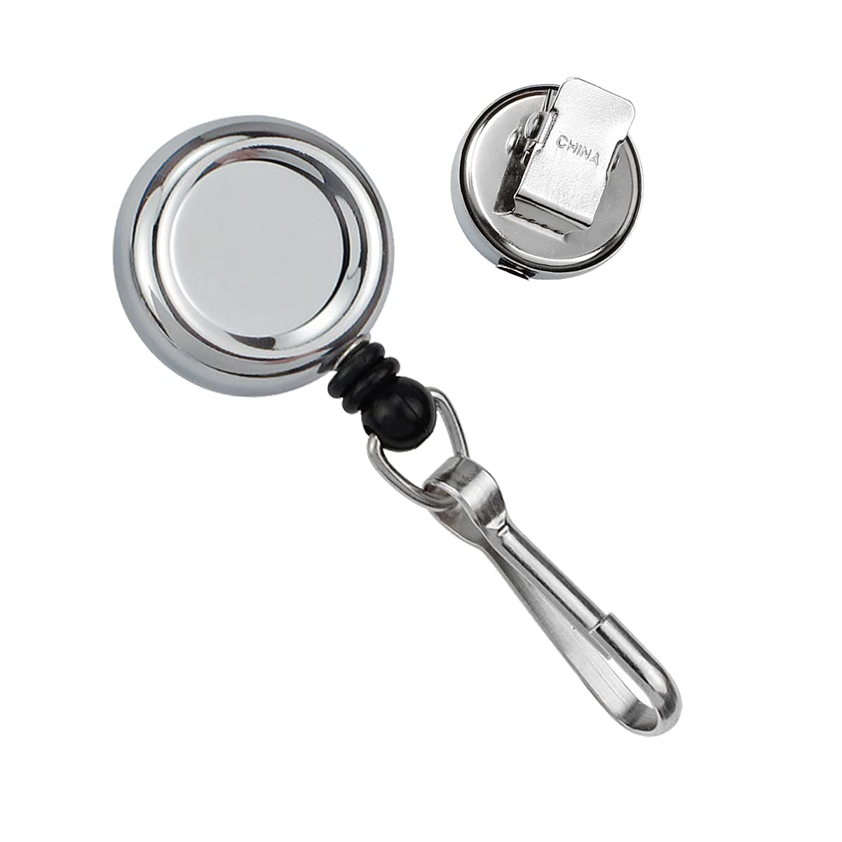 Bulk 100 Pack - Heavy Duty Metal Retractable Badge Reel with J Hook - Strong Spring Clip & High Retraction Force - Professional Name Badge Holder for Nurses, Teachers, Security - Ideal for Healthcare, Hospitality & Corporate Events