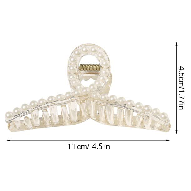 RedChimes Small Pearl Hair Claw Clips Set - 2 Pack Strong Hold Hair Jaw Clips, Non-Slip Barrettes for Women & Girls | Perfect for Updos, Ponytails & Everyday Styling - Elegant Birthday Gift Hair Accessories