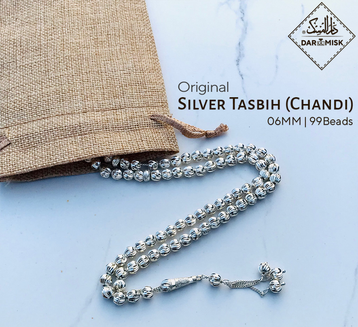 925 Pure Silver Tasbih Prayer Beads - 6mm 99 Beads Islamic Muslim Rosary for Meditation & Dhikr | Perfect for Daily Worship, Stress Relief & Spiritual Practice