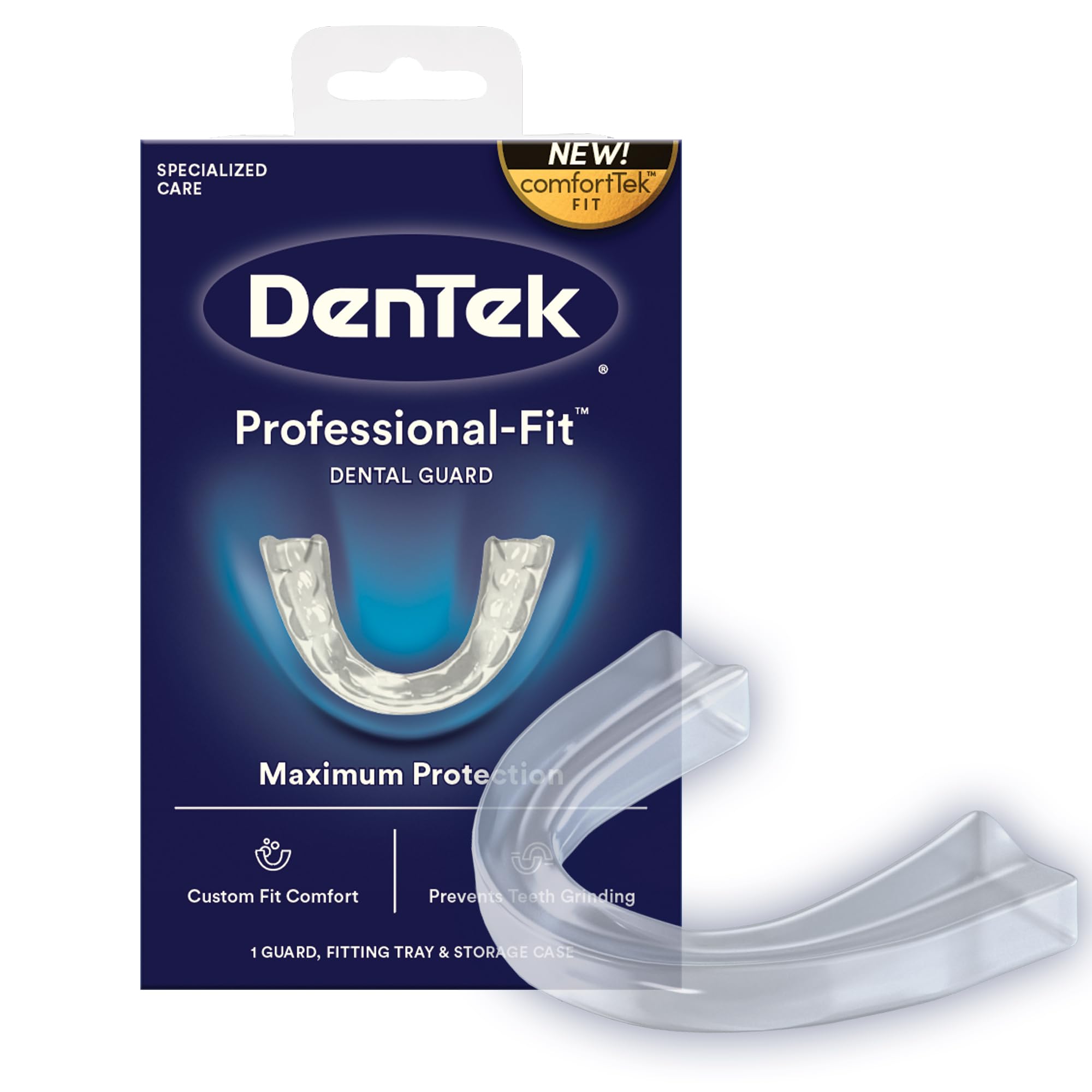 DenTek Professional-Fit Nighttime Teeth Grinding Mouth Guard - Dental Protection for Bruxism & TMJ Relief - Perfect for Sleep, Sports & Stress Relief (1 Count)