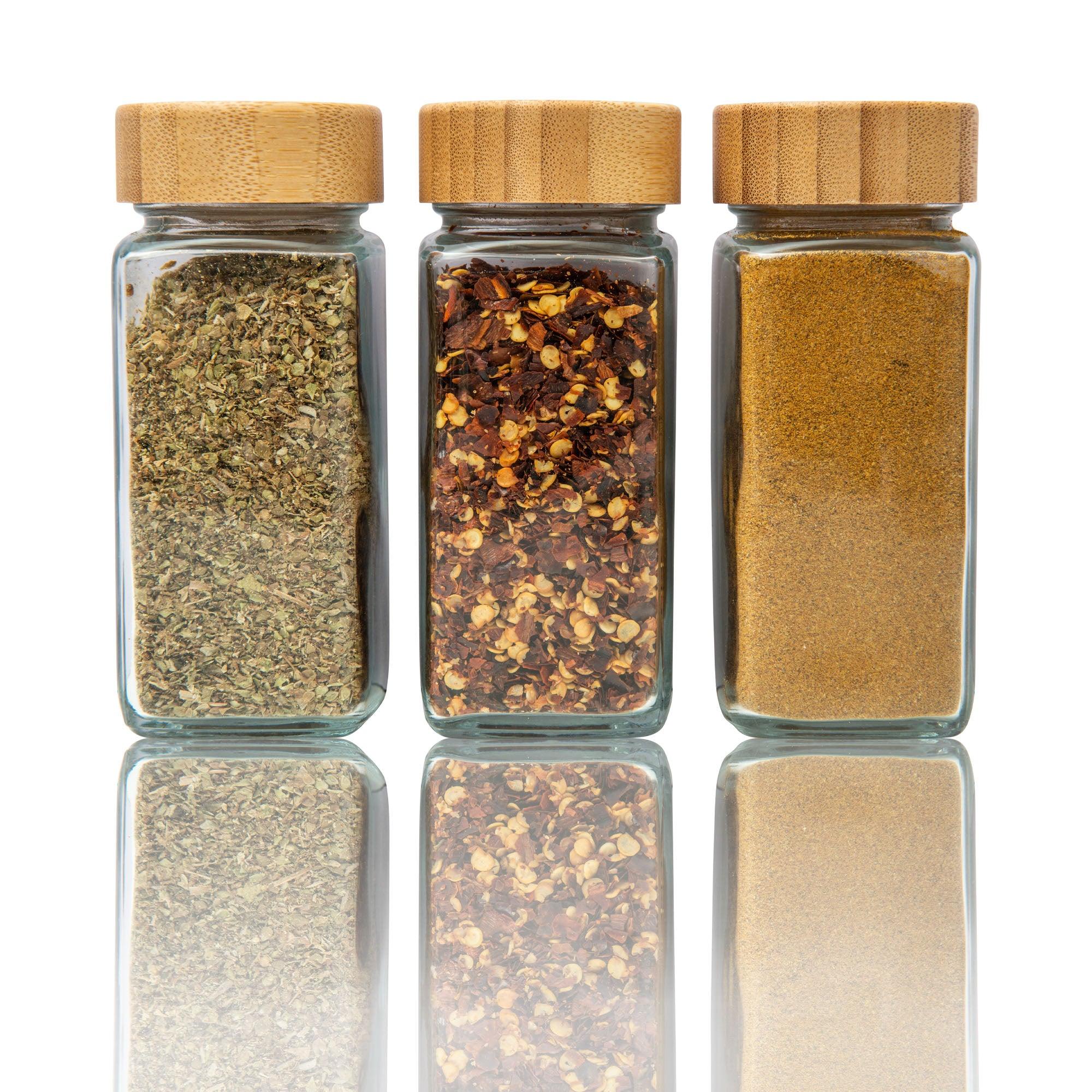 Premium Bamboo Spice Shaker Jars - 125ml (4.2oz) for Kitchen, Cooking & Baking - Eco-Friendly Spice Storage with Tight Seal for Freshness - Perfect for Salt, Pepper, Herbs & Seasonings