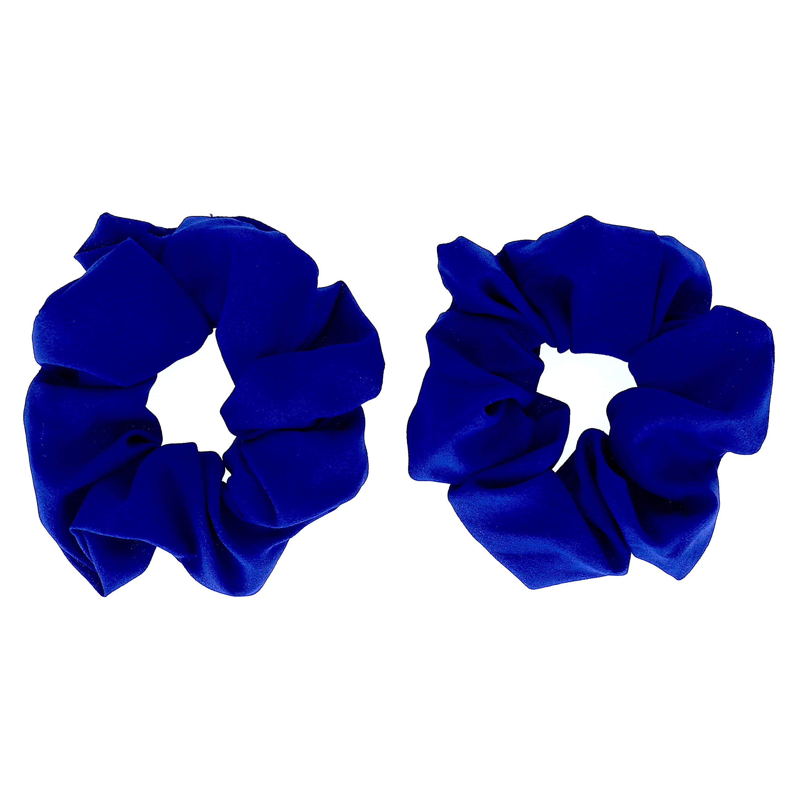FAMEZA 2 Pack Large Thick Solid Color Chiffon Hair Scrunchies for Women & Girls - Soft Hair Ties & Hair Accessories (Multi Color) - Perfect for School, Work, Gym & Everyday Use