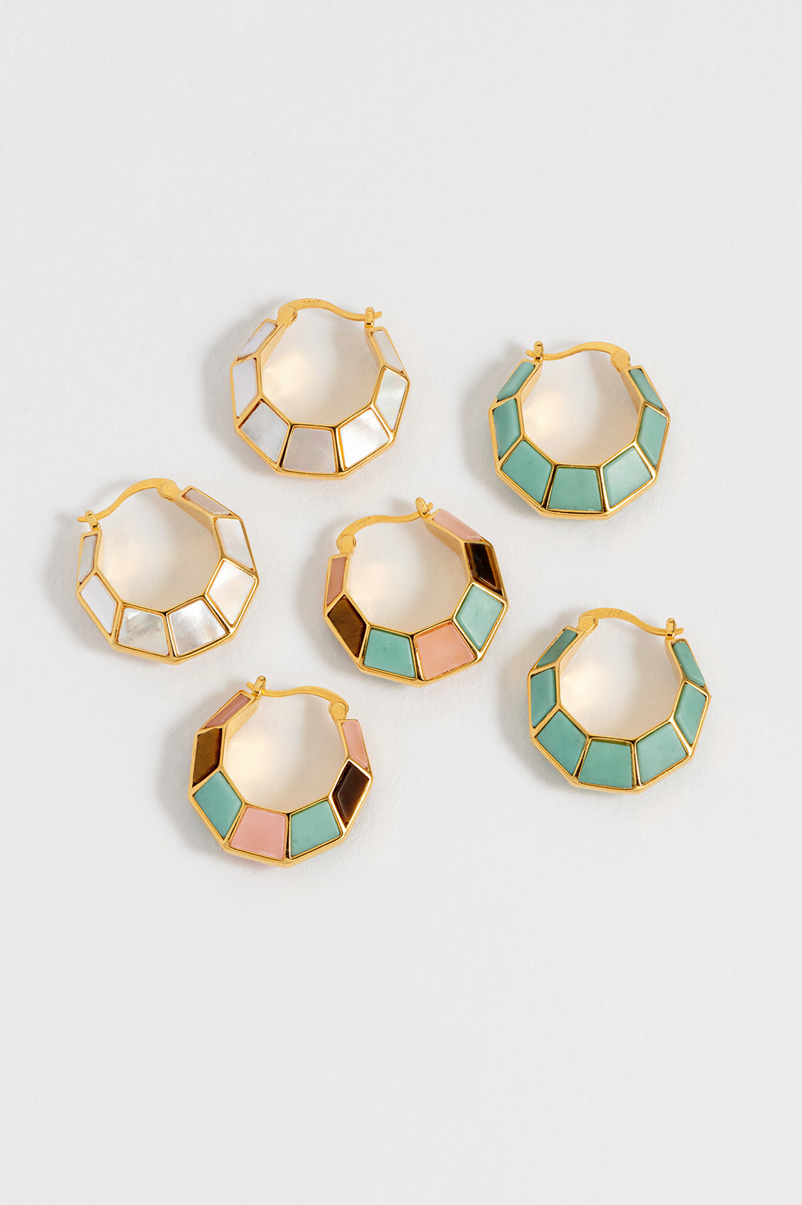 Mixed Gemstone Octagon Hinge Hoop Earrings - Dainty Boho Jewelry for Women - Perfect for Parties, Weddings & Everyday Wear