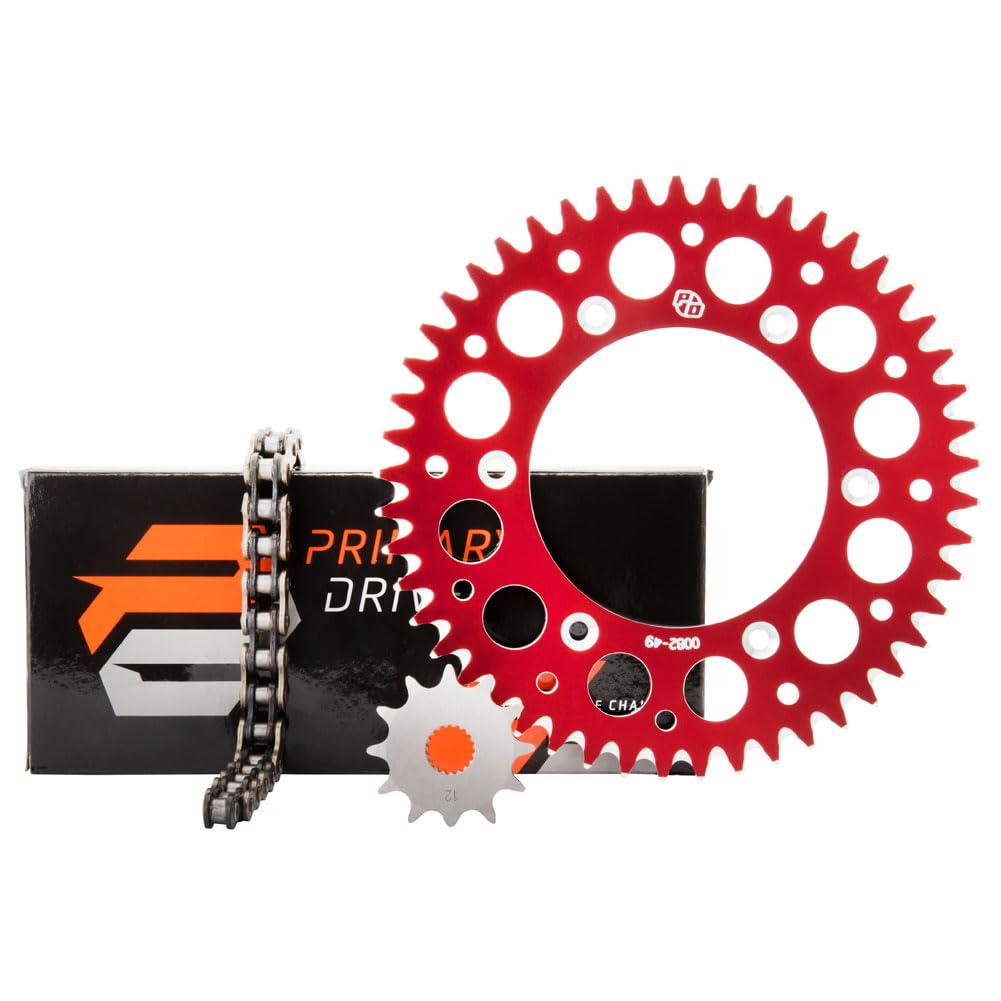 High-Performance Alloy Kit & X-Ring Chain Red Rear Sprocket for Motorcycles - Durable Upgrade for Off-Road & Street Bikes