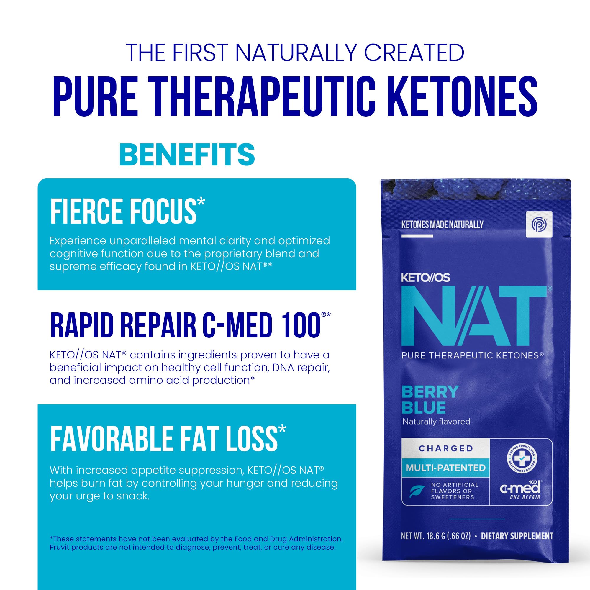 PRÜVIT Keto//OS NAT® Berry Blue Keto Supplements – Ketogenic Diet Support, Exogenous Ketones for Weight Loss & Energy Boost (20 Count) | Perfect for Low-Carb Lifestyle & Fitness Enthusiasts