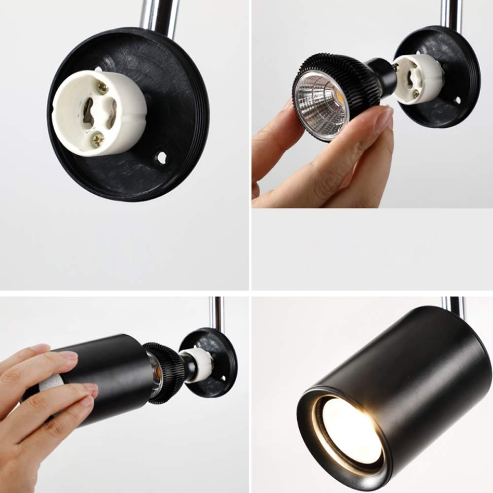 Modern 4-Light Track Lighting Fixtures - Adjustable 4-Way GU10 Ceiling Spotlight with Rotatable Heads for Kitchen, Living Room & Retail Spaces (Bulbs Not Included, Black)
