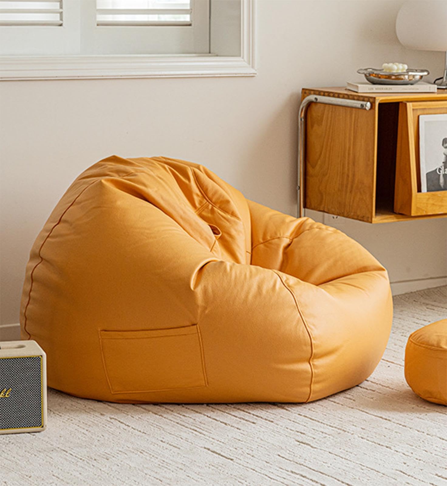 Premium Faux Leather Bean Bag Chair Cover - 100x110cm, Waterproof & Durable for Living Room, Outdoor, and Kids' Play Area - Perfect for Organizing Plush Toys and Relaxing