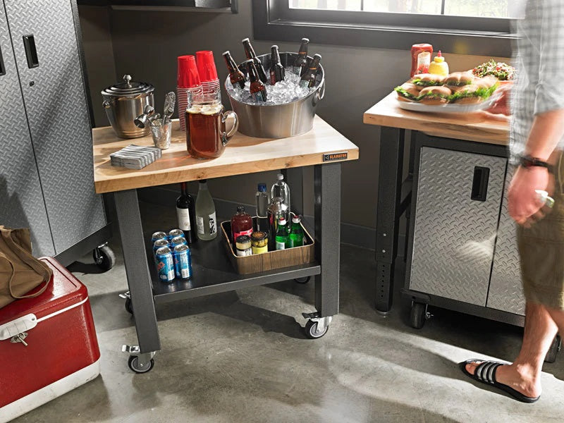 Gladiator 3-Foot Hardwood Mobile Workstation - Heavy Duty Rolling Workbench for Garage, Workshop & DIY Projects