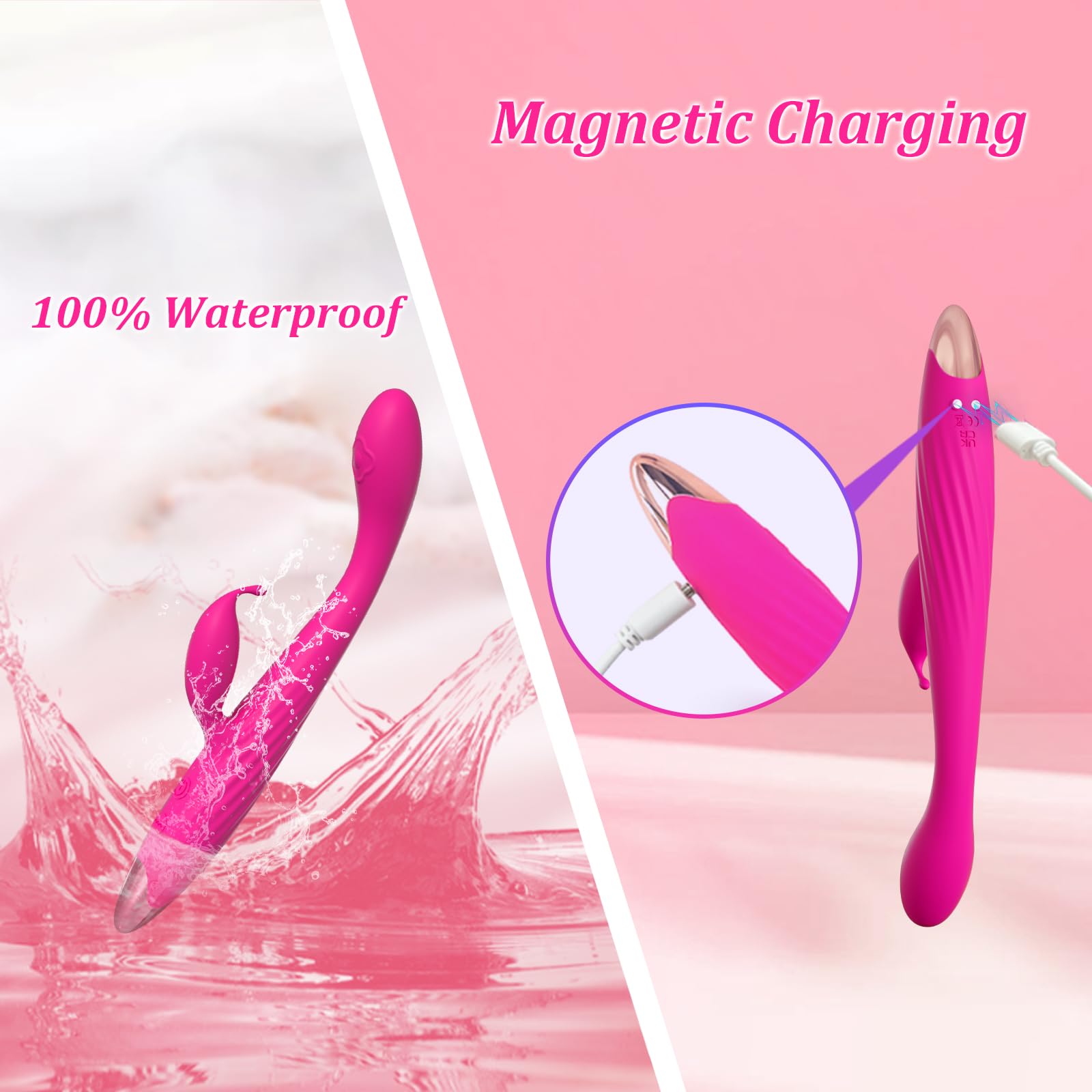 Best G Spot Vibrator with Clitoral Stimulator - Small Rose Rabbit Sex Toy for Women & Couples - Slim G Spot Dildo Wand for Beginners - Perfect for Her Pleasure, Solo Play & Intimate Couples Moments