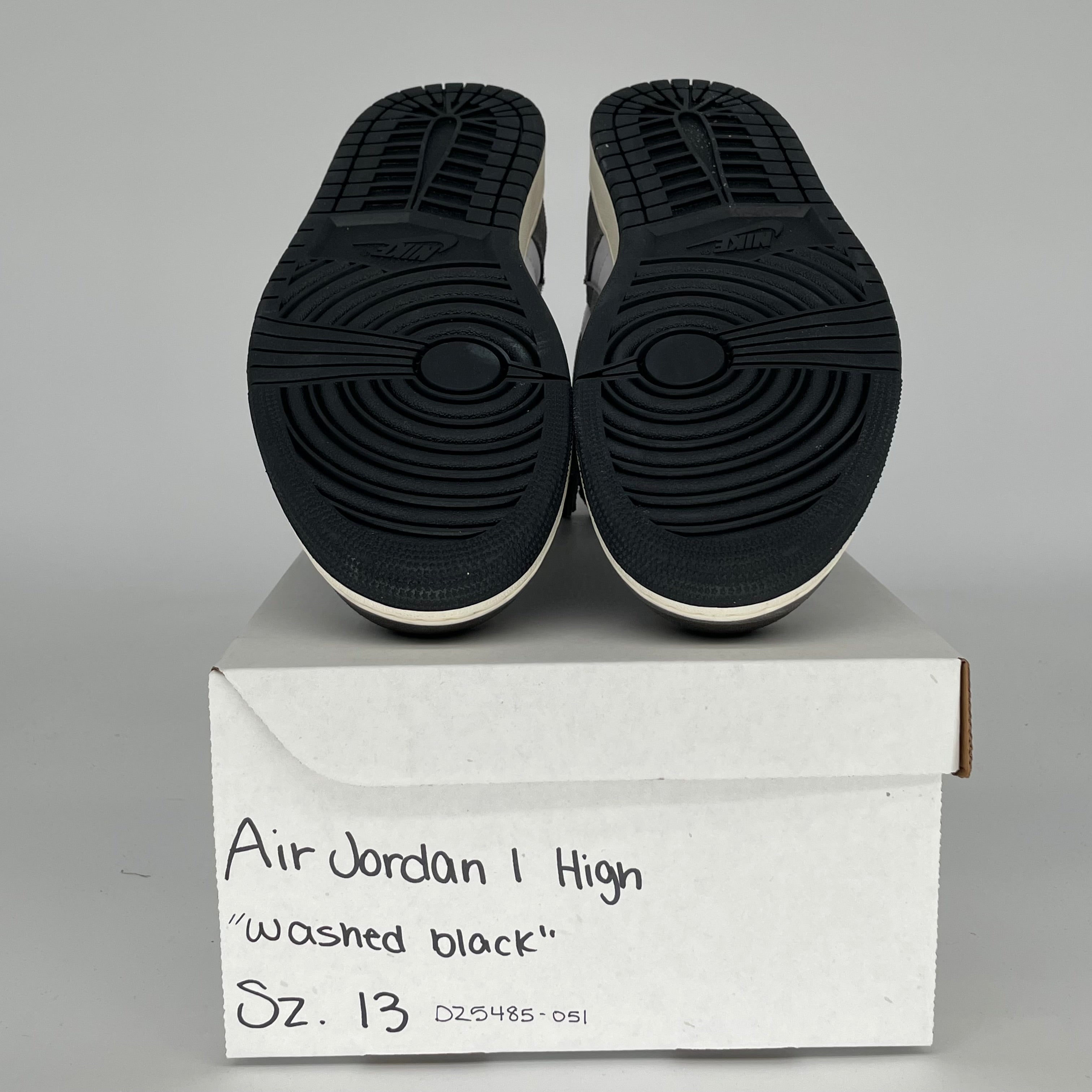 Original Air Jordan 1 Washed Black Men's Basketball Shoes Size 13 (DZ5485-051) - Retro High-Top Sneakers for Streetwear & Casual Outfits