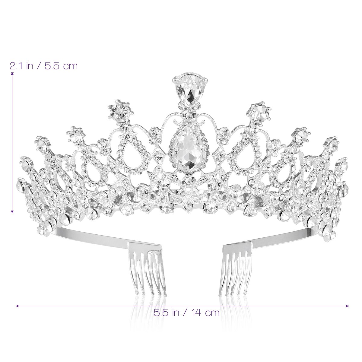 Sparkling Crystal Rhinestone Wedding Tiara with Comb - Elegant Bridal Pageant Crown for Birthday Princess, Prom, Quinceañera & Special Occasions