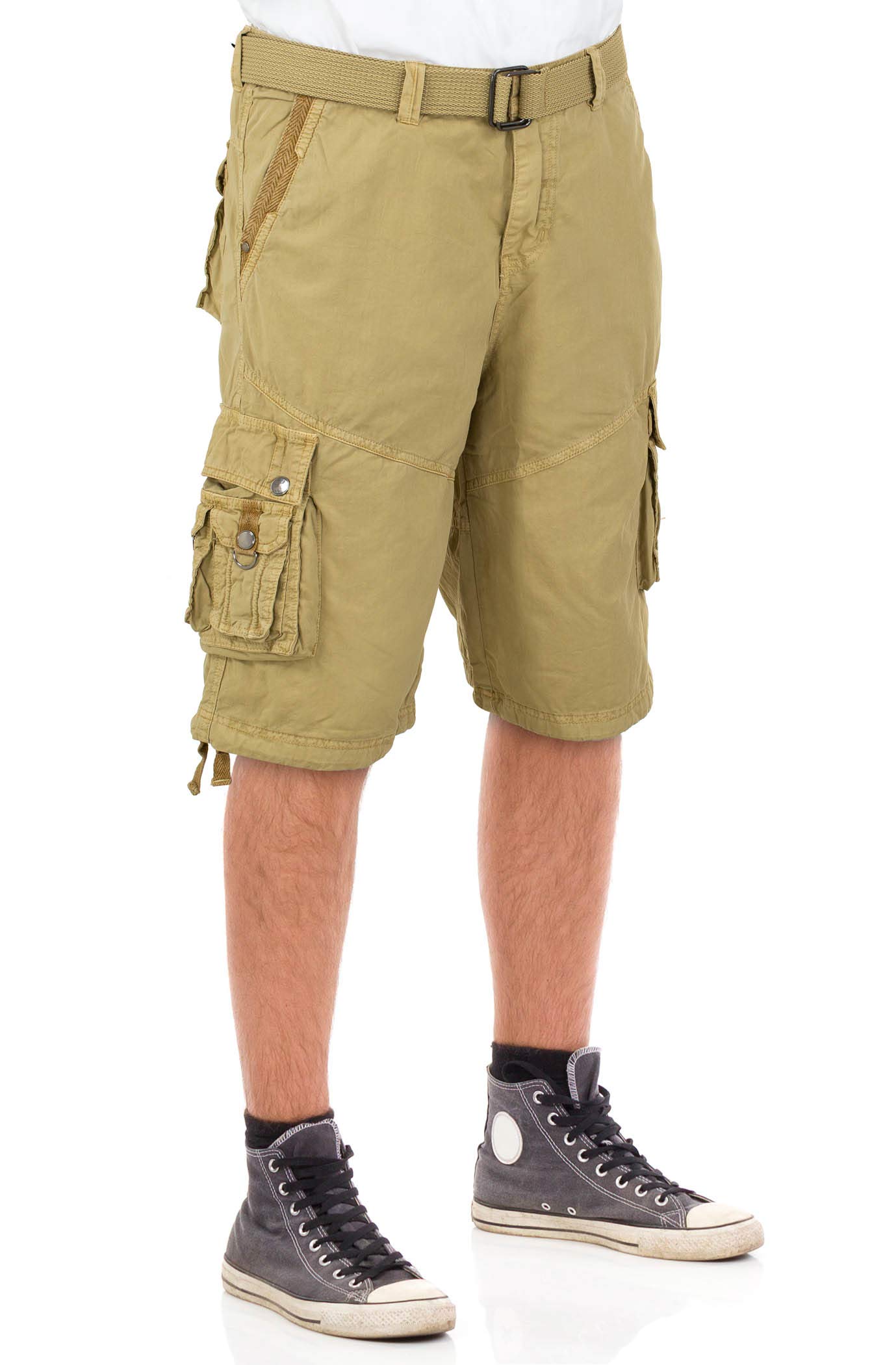 North 15 Men's Cargo Shorts - Cotton Military Style Shorts with Belt & Multiple Pockets | Durable Casual Wear for Outdoor Activities, Hiking & Summer Adventures