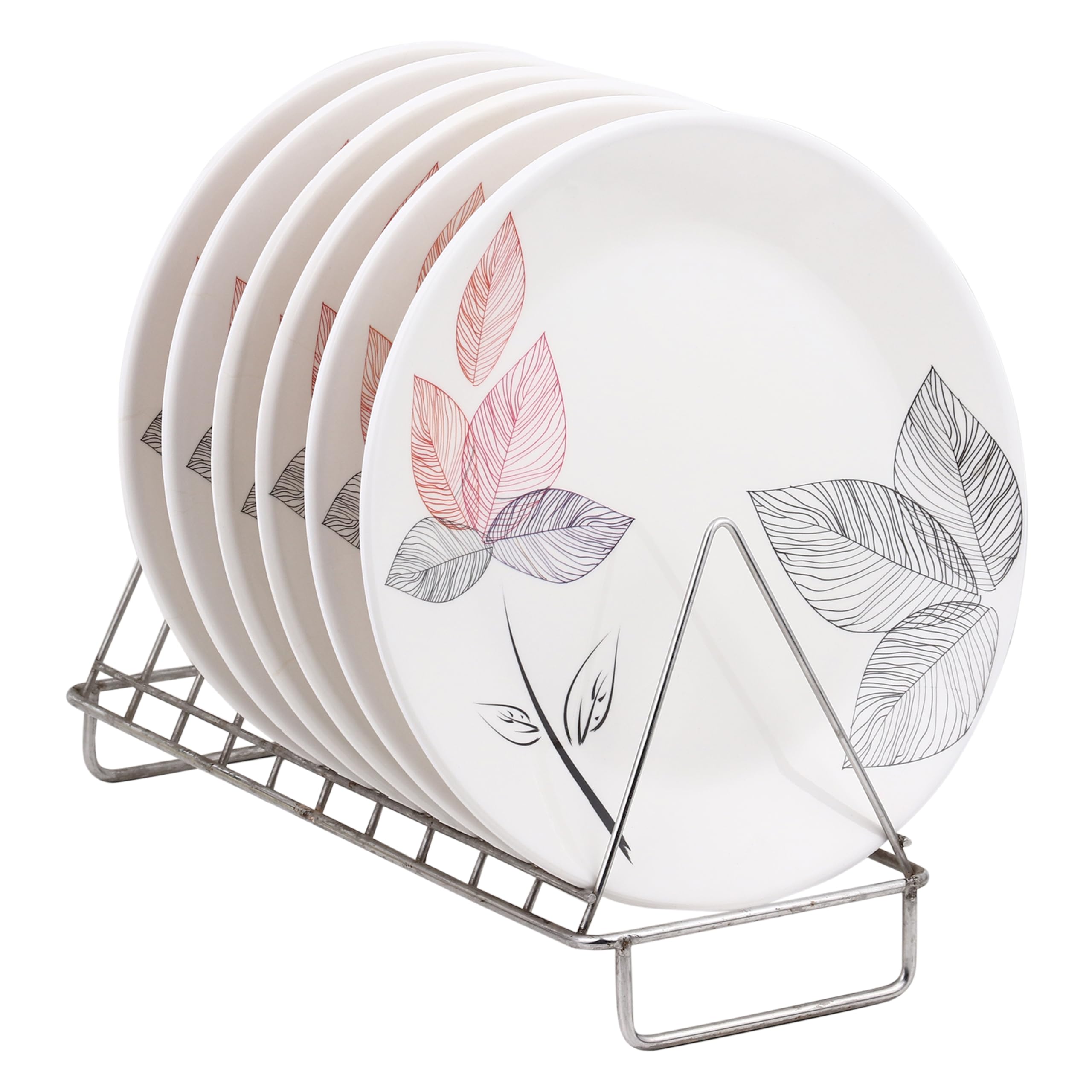 Premium Golden Fish Melamine Dinner Plates - Set of 6, 11 Inch Round Printed Leaf Design Plates - Durable & Stylish for Outdoor Dining, Picnics, and Everyday Use