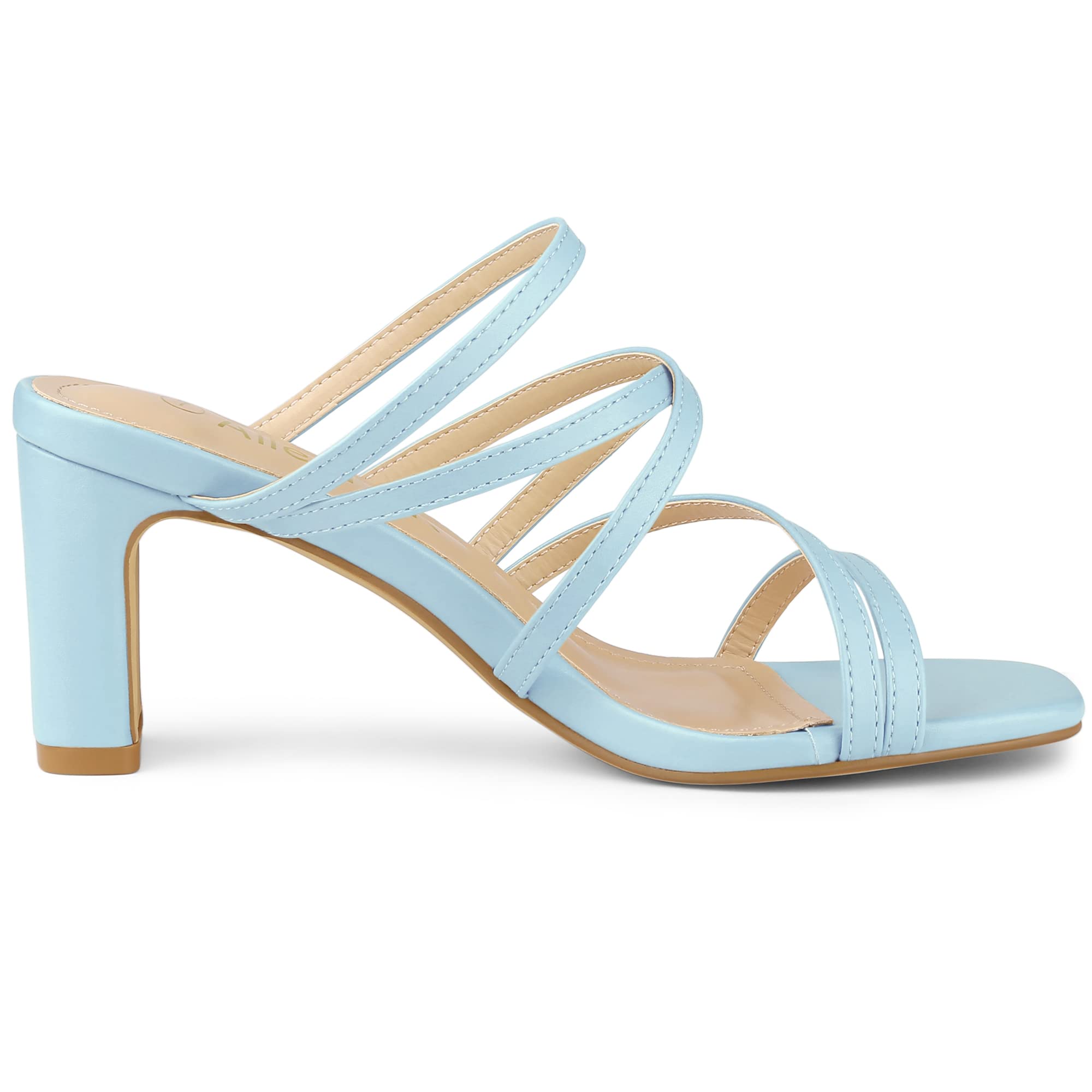 Allegra K Women's Strappy Block Heel Slide Sandals - Comfortable Summer Dress Shoes for Weddings, Parties & Office Wear
