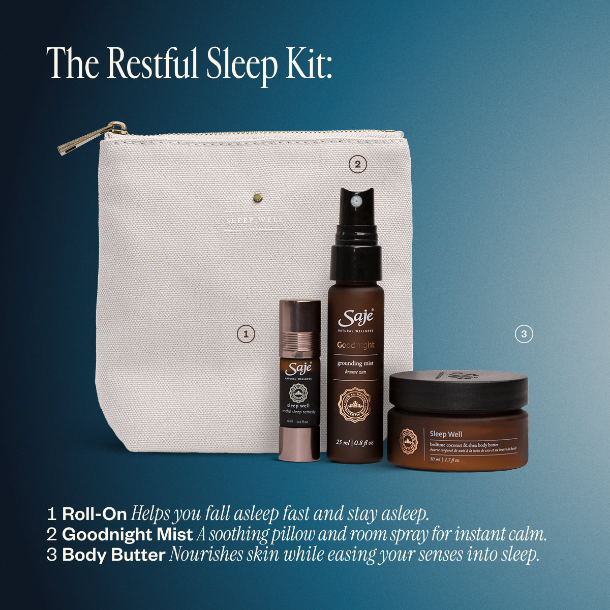 Sleep Well Restful Sleep Kit - Natural Sleep Aid for Insomnia Relief & Deep Relaxation - Perfect for Nighttime Routine & Stress Relief