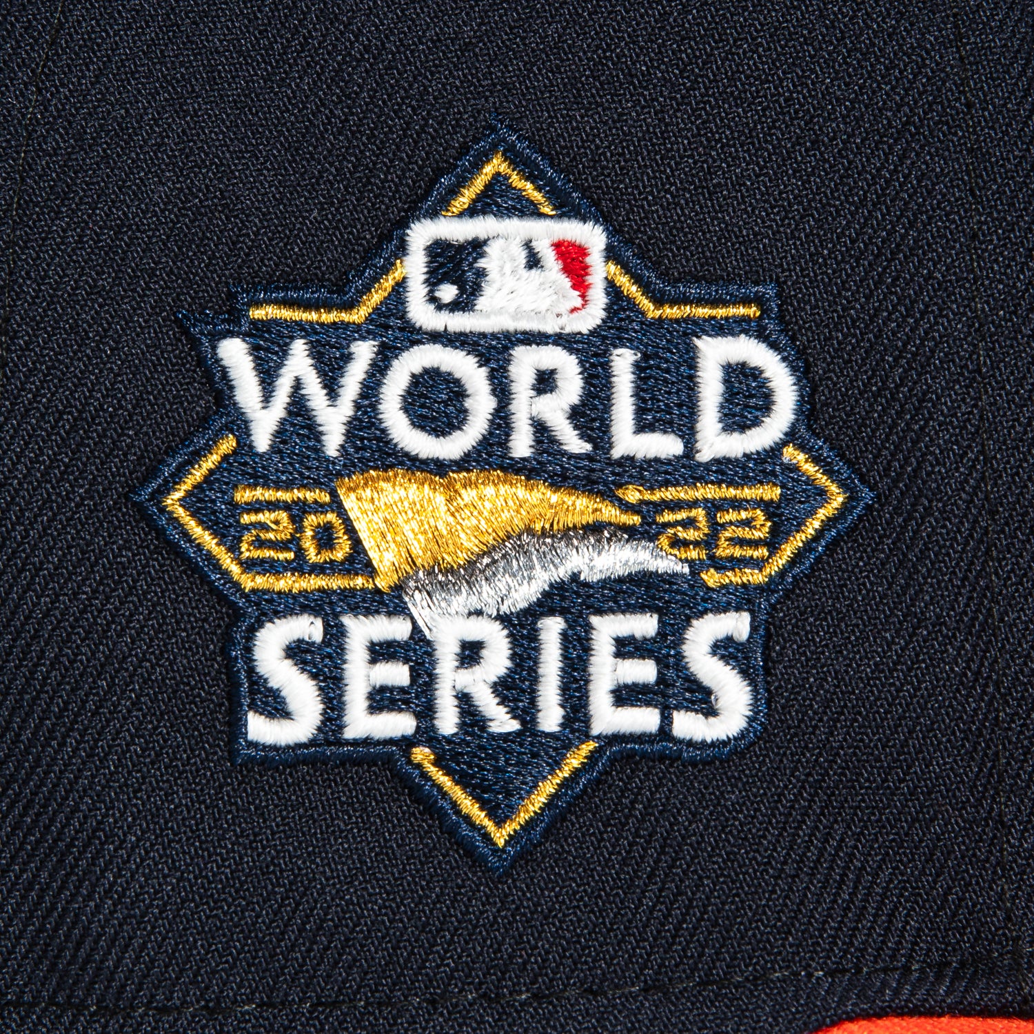 New Era 59Fifty A-Frame Glow Chain Stitch Houston Astros 2022 World Series Patch Baseball Cap - Navy & Orange - Official MLB Licensed Hat for Fans & Collectors - Perfect for Games, Tailgating & Sports Events