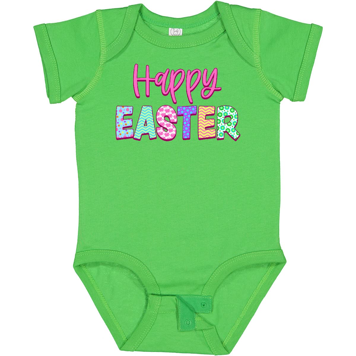 Inktastic Happy Easter Pastel Colored Patterns Baby Bodysuit - Cute Easter Outfit for Infants & Toddlers - Soft Cotton Easter Bunny Onesie for Boys & Girls - Perfect for Easter Photos, Egg Hunts & Family Gatherings