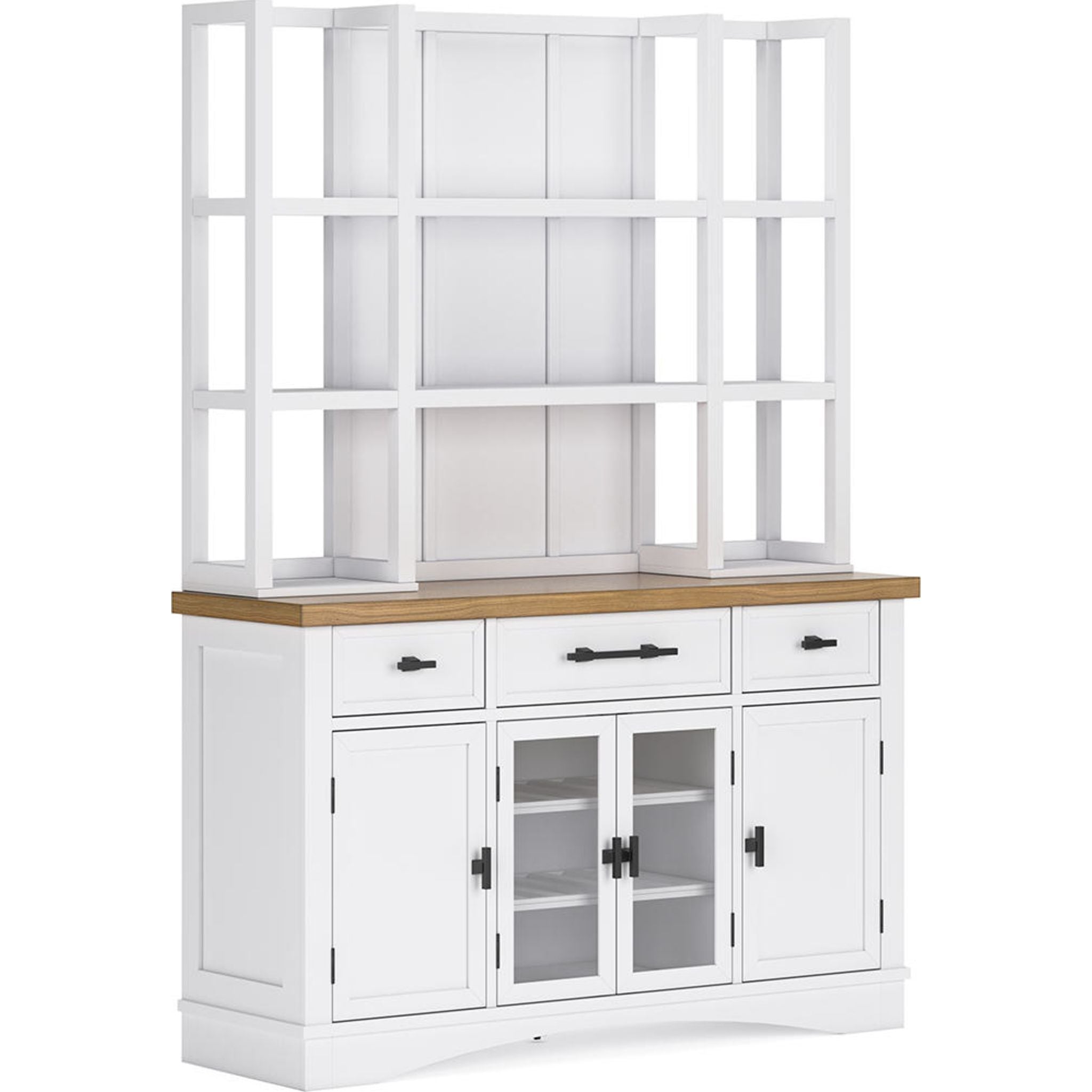 Ashbryn Server & Hutch - White/Natural (D844D3) - Perfect for Dining Room Storage & Display