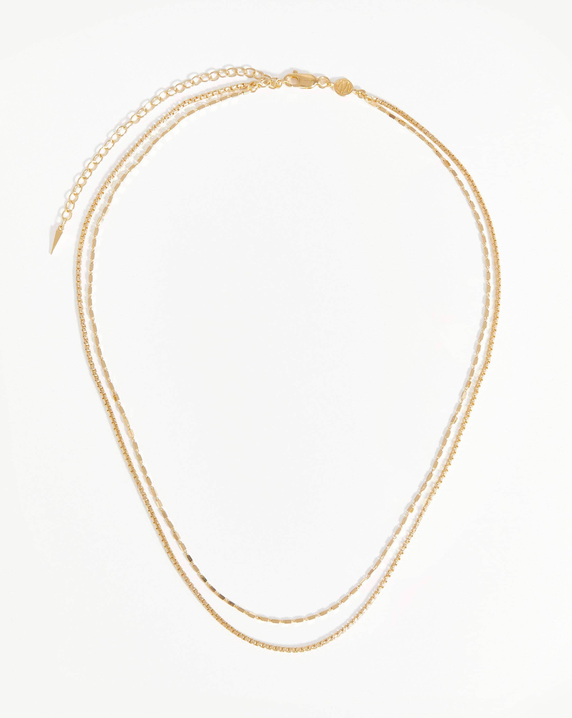 18k Gold Vermeil Double Chain Box Link Necklace for Women - Elegant Layered Jewelry for Everyday Wear, Date Night & Special Occasions