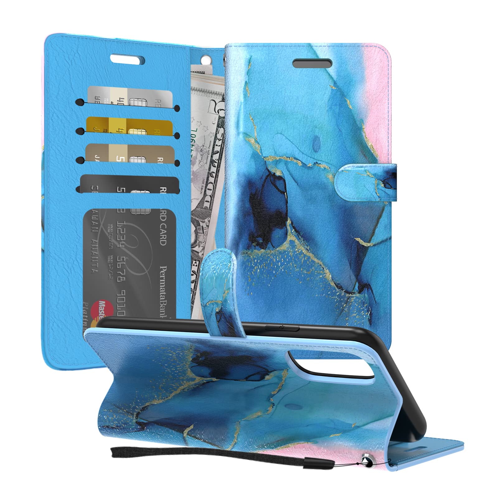 Leather Wallet Case for Moto G Stylus 5G 2022 | Flip Cover with Kickstand, Card Slots & Cash Pocket | Marble Design | Perfect for Business, Travel & Daily Protection