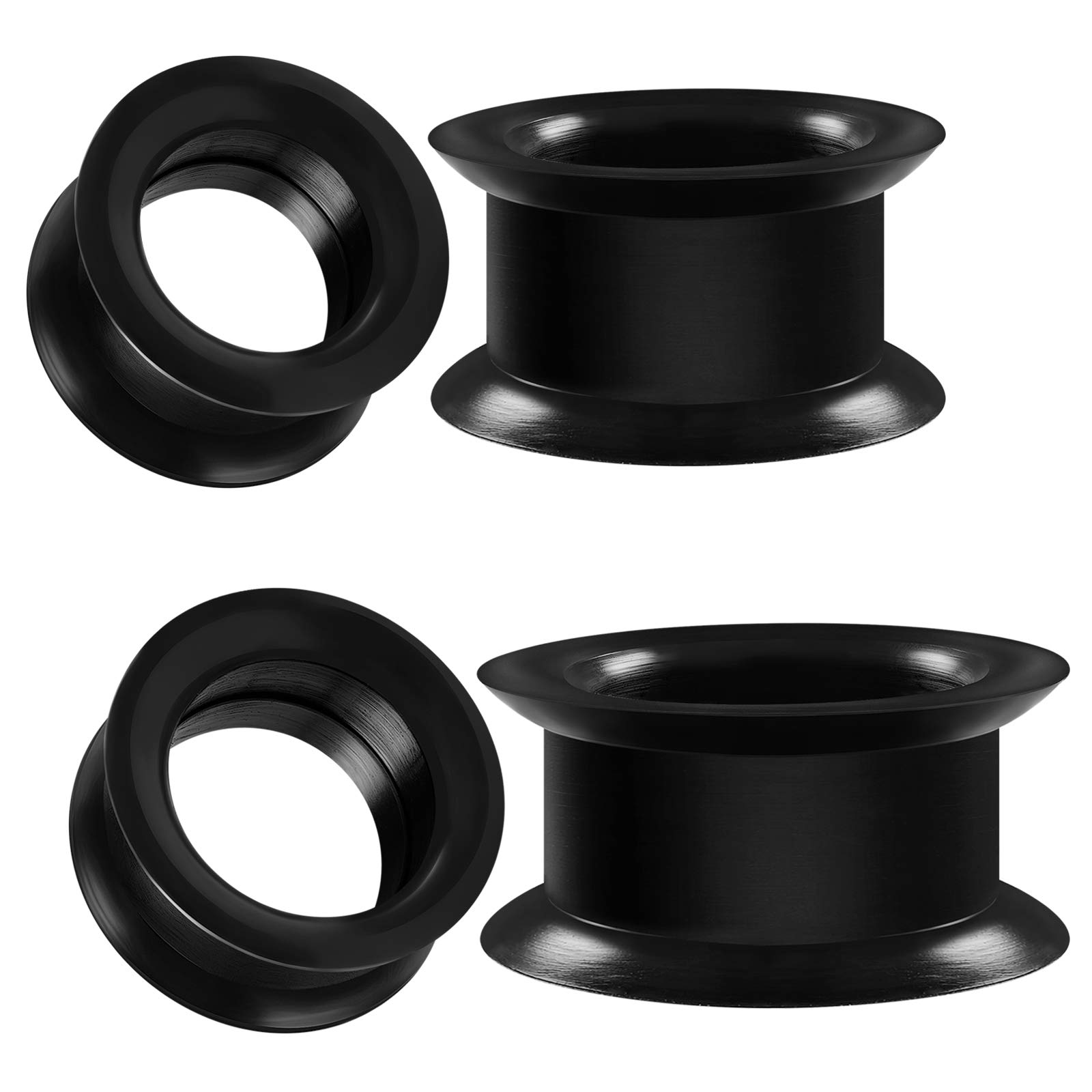 2 Pairs Black Silicone Double Flared Saddle Ear Plugs - 00G 10mm Flesh Tunnel Earrings for Stretched Ears | Comfortable Stretching Jewelry for Men & Women | Perfect for Daily Wear, Parties and Alternative Fashion
