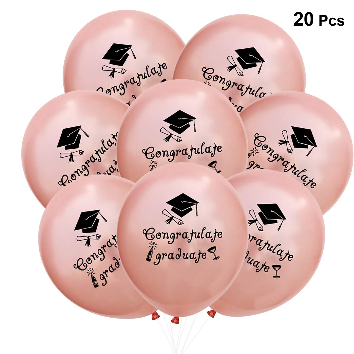 20 Pcs Rose Gold 12 Inch Graduation Balloons - Class of 2025 Decorations, Congrats Grad Party Supplies for Graduation Ceremony, Photo Backdrop & Celebration Decor