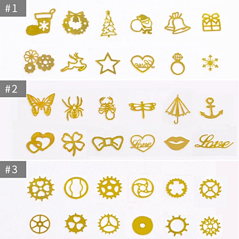 3D Nail Art Ultra Thin Gold Metal Slices for Nail Decoration - DIY Nail Design Accessories for Salon, Home Manicure & Party Glam Looks