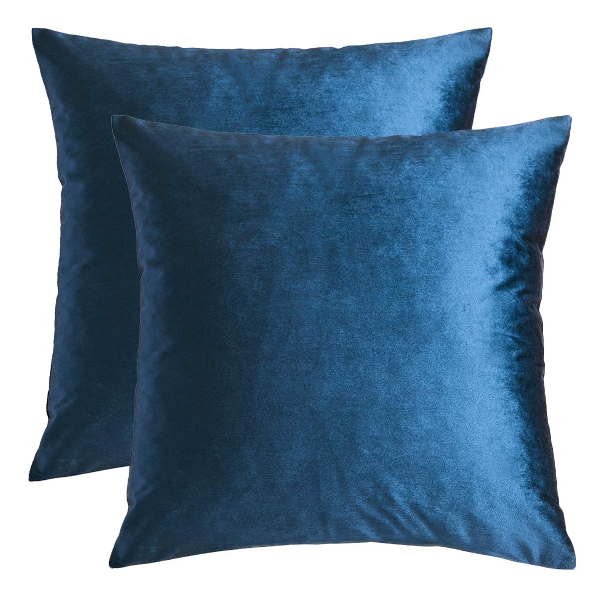 GIGIZAZA Velvet Decorative Throw Pillow Covers Set of 2 - 22x22 Inch Blue Square Cushion Covers for Sofa, Couch & Bed - Soft Luxury Pillow Cases for Living Room, Bedroom & Home Decor