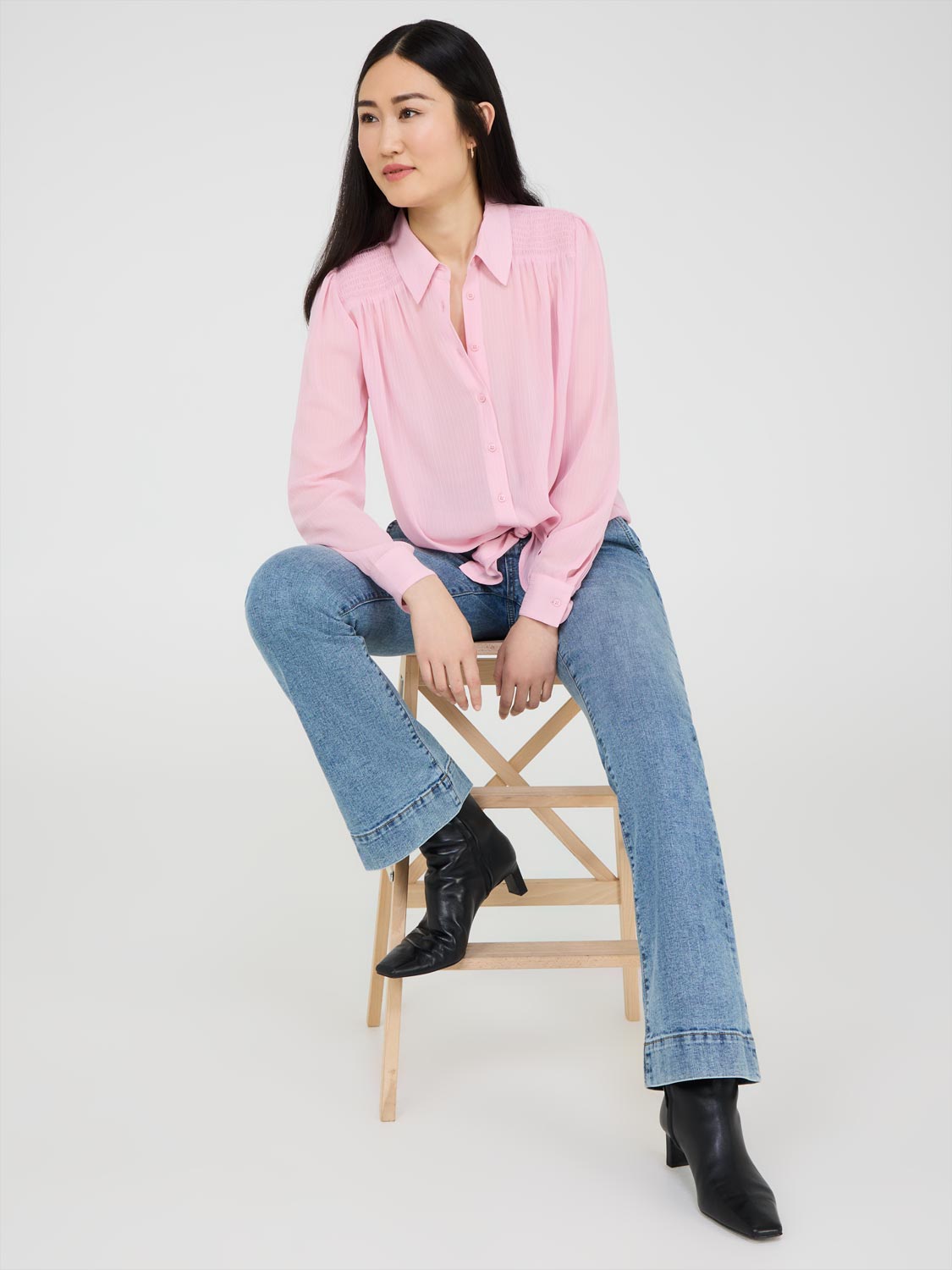 Elegant Button Front Blouse with Tie Detail - Women's Fashion Tops for Office, Date Night & Casual Wear