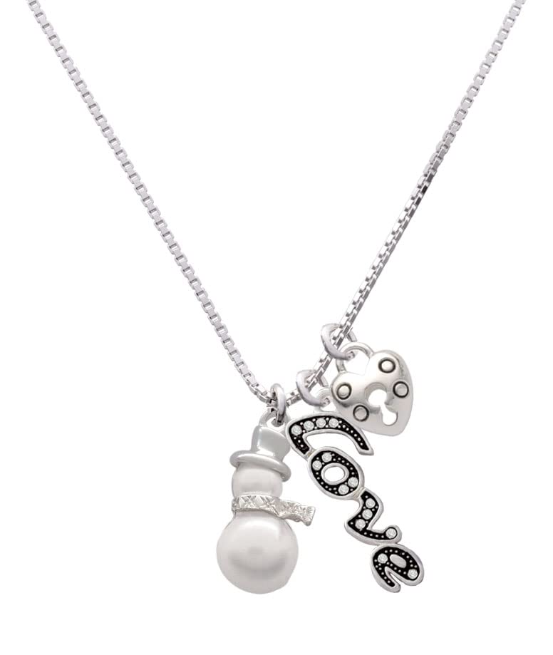 Silver Snowman Pearl Necklace - 18