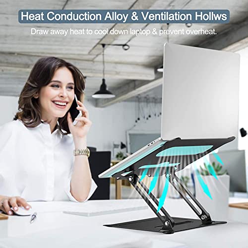 Adjustable Laptop Stand for MacBook & Notebook - Portable Ergonomic Computer Riser with Multi-Angle Adjustment & Heat Ventilation - Perfect for Home Office, Gaming & Work from Home Setup (KT1-Black)