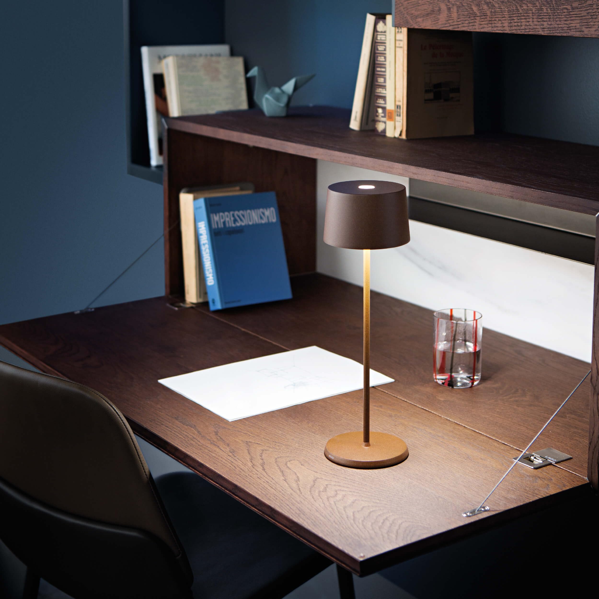 Olivia Pro Golden Leaf Lamp - Portable Rechargeable Touch Control Table Lamp, 2700-3000K Dimmable LED Light, 35cm Height for Living Room, Bedroom & Outdoor Use | Perfect for Reading, Camping & Home Decor