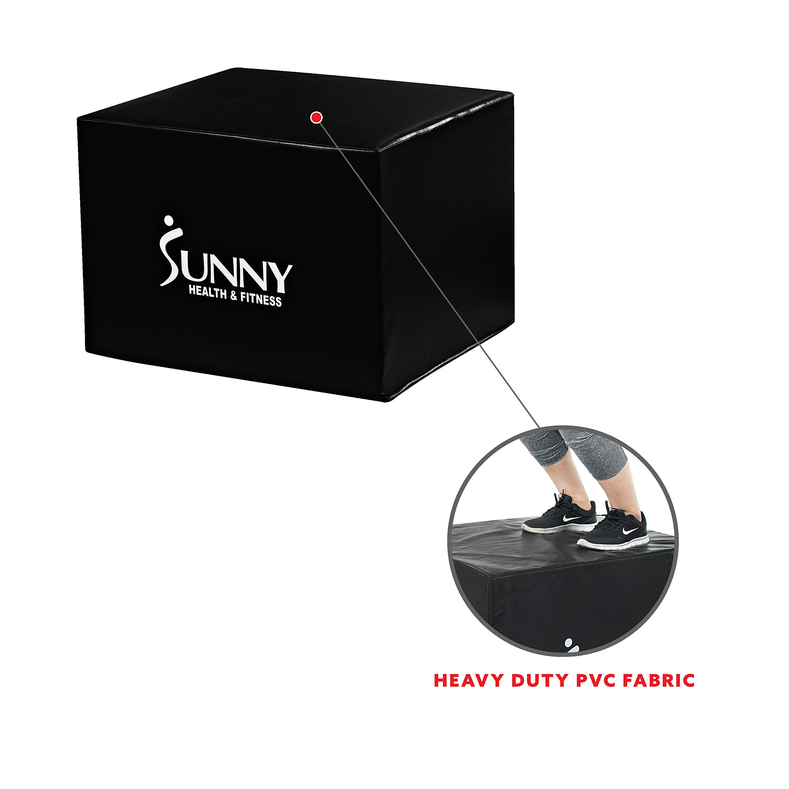 Sunny Health & Fitness Adjustable Height Foam Plyo Box - 3-Level Weight Capacity for CrossFit, Home Gym & Functional Training - Perfect for Box Jumps, Step-Ups & Strength Exercises