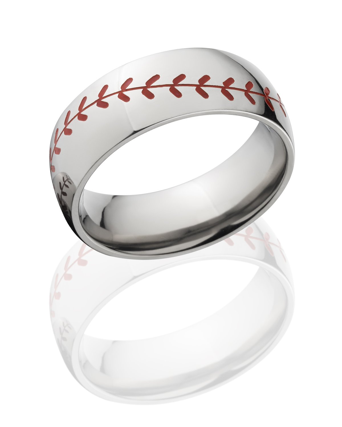 Titanium Baseball Ring w/ Red Stitching - Comfort Fit for Sports Fans