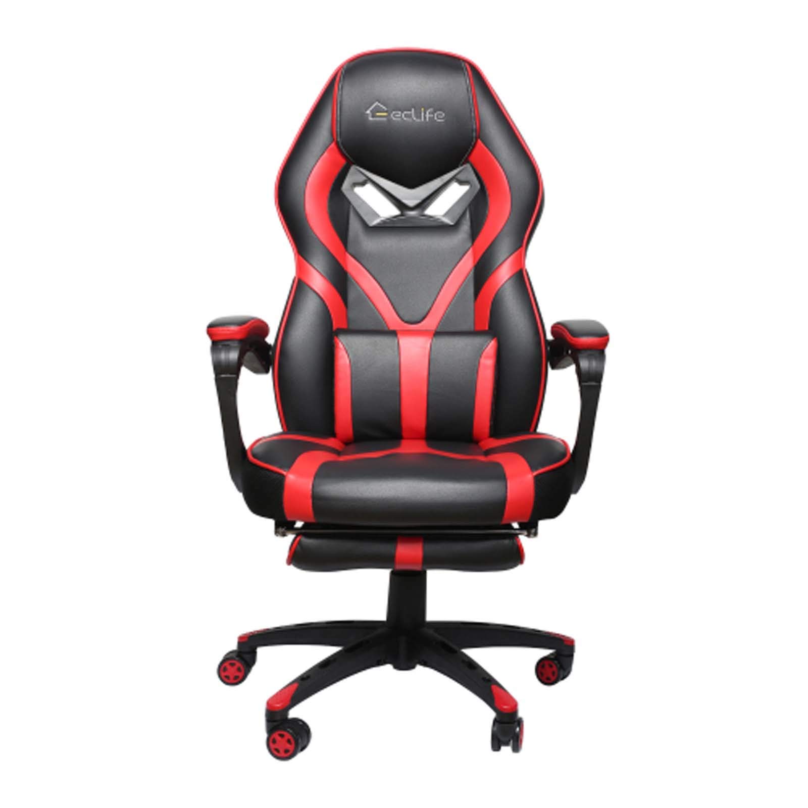 Ergonomic High Back Gaming Chair with Massage & Footrest - Adjustable Racing Style Office Chair for PC & Computer Gaming (Red) - Perfect for Esports, Streaming & Home Office Workspace