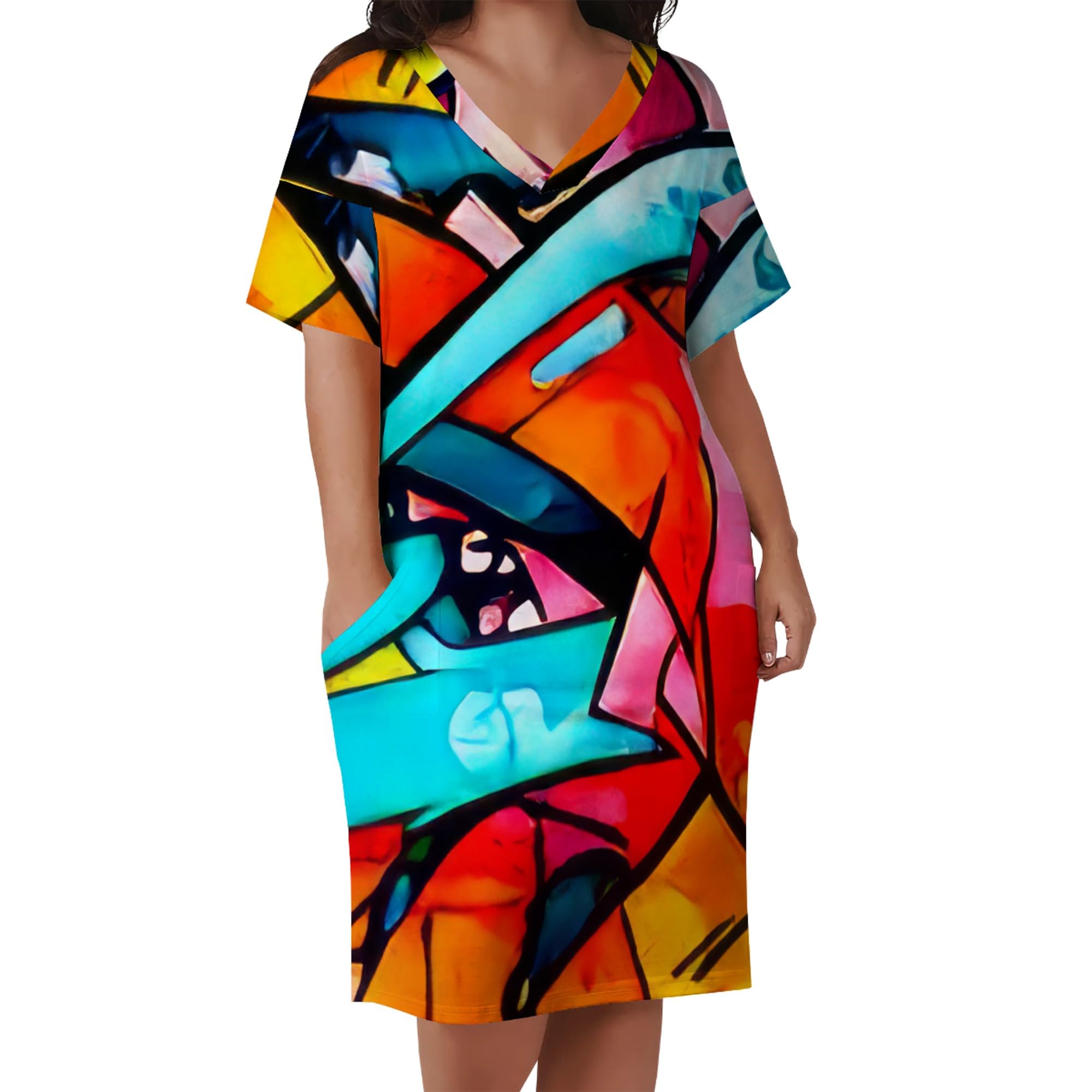 Plus Size Summer Midi Dress for Women - Casual Short Sleeve Beach Dress with Pockets | Flowy Long Maxi Dress for Vacation, Pool Party & Outdoor Activities