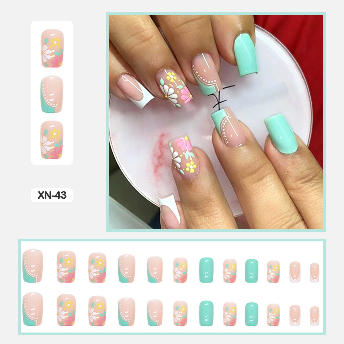 24pcs Colorful Graffiti Press on Nails - Short Fake Nails with Glue & Tools (Pink, Purple) for Girls, Women | Easy DIY Nail Art for Parties, Weddings, Daily Wear