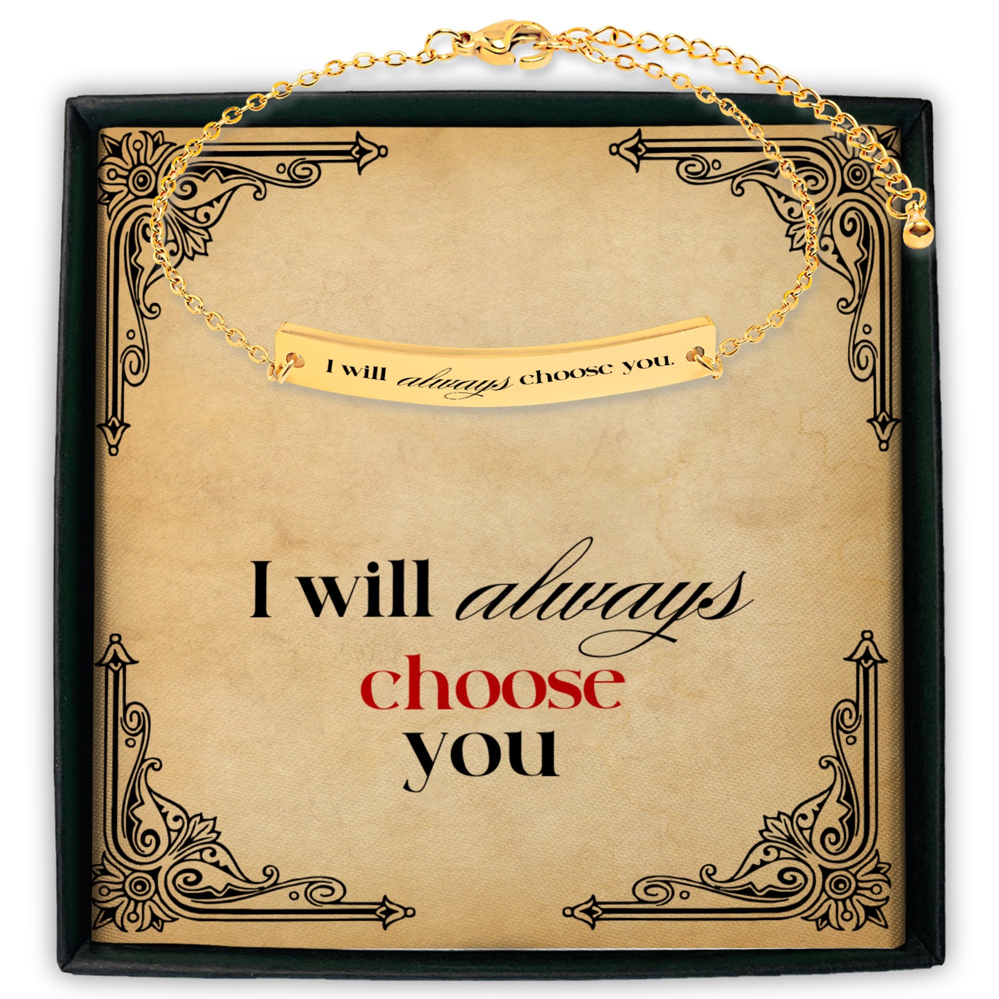 Personalized 'I Will Always Choose You' Bracelet - Romantic Gift for Her, Engraved Couples Jewelry - Perfect for Anniversaries, Valentine's Day & Special Moments