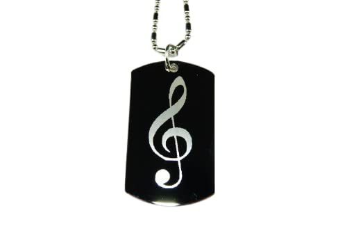 Clef Music Note Dog Tag Pendant Necklace - Musical Jewelry Gift for Musicians & Music Lovers - Perfect for Performances, Concerts & Everyday Wear