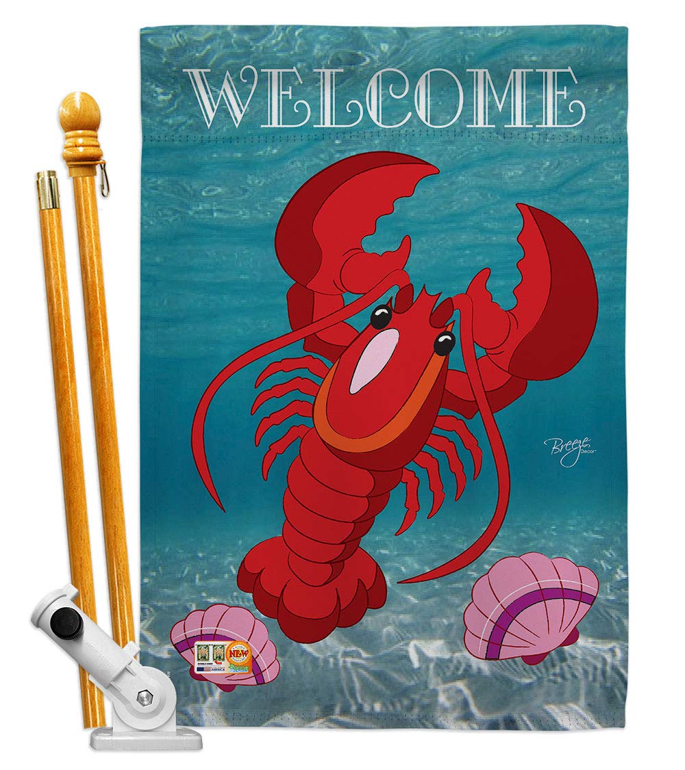 Lobster Coastal Decor Flag Set 28x40