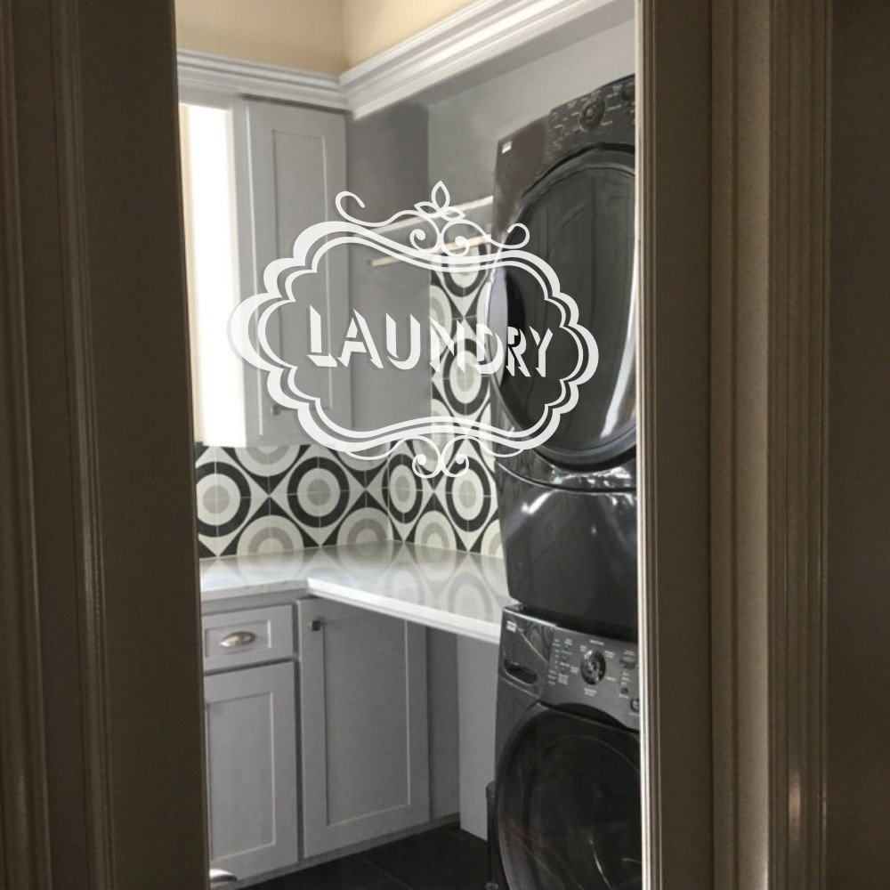Small Dark Brown Laundry Vinyl Decal - Waterproof Sticker for Laundry Room, Glass Door & Home Decor | Perfect for Washing Machines, Dryers & Organization