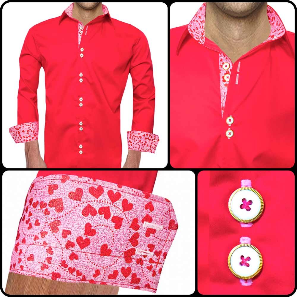Valentine's Day Dress Shirts for Men - Red & Pink Romantic Formal Shirts - Made in USA - Perfect for Date Night, Anniversary & Wedding Occasions
