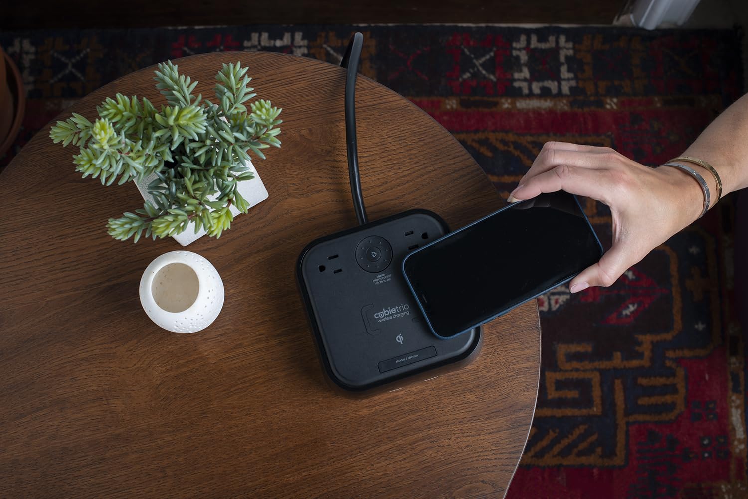Brandstand CubieTrio - 3-in-1 Wireless Charging Alarm Clock with Qi Fast Charging, USB-A & USB-C Ports, Tamper-Resistant Outlets - Perfect for Bedroom, Office & Travel Accessories